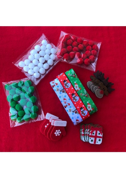 Yılbaşı Renkli Kurdele ve Figür Ponpon Seti, Kutlama ve Dekorasyon Için Harika Seçenek