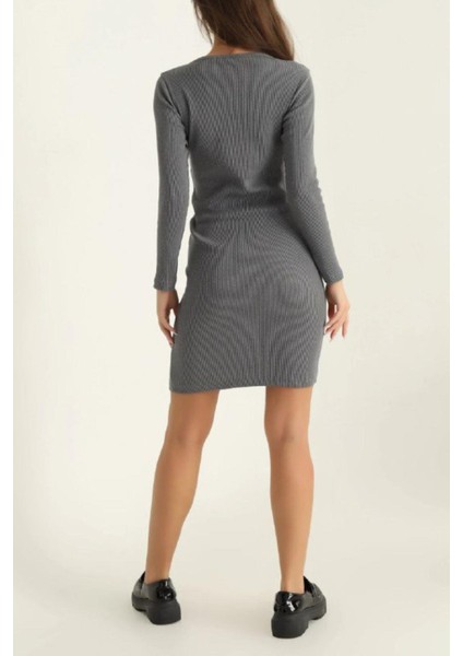 Fitilli Likralı Elbise Füme modelleri