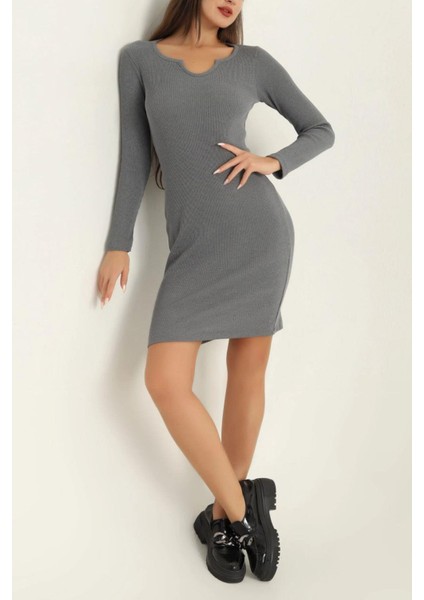 Fitilli Likralı Elbise Füme fırsatları