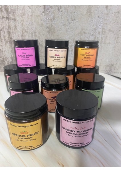 Amber Cam Kavanozda Japon Kiraz Çiçeği Kokulu %100 Doğal Bitkisel Içerikli Soya Wax Mum fiyatları