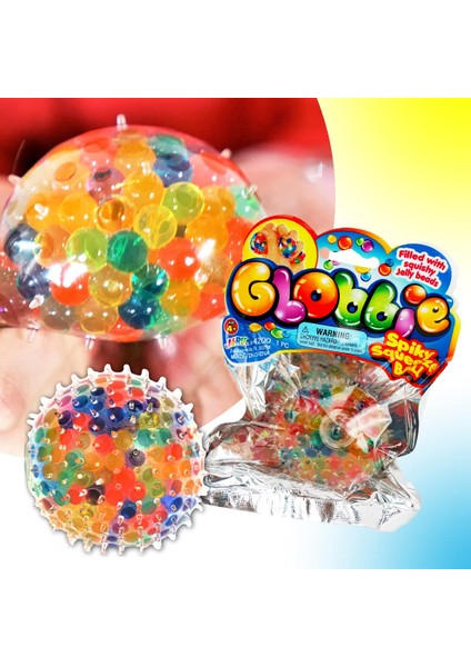 Globbie Renkli Stres Topu, Jöle Boncuk Dolgulu, Sıkılabilir Duyusal Oyuncak