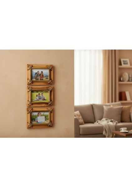 El Yapımı Doğal Ahşap 3’lü Bambu Bamboo Fotoğraf Çerçevesi Dekoratif Ev Ofis Hediyesi Duvar Süsü - 2 fırsatları