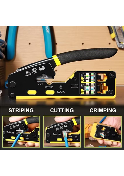 RJ45 Sıkma Aleti Cat7 Cat6 8P8C Modüler Konnektör Ethernet Hepsi Bir Arada Tel Aracı Için Crimper Kesici Konnektörler Geçiş