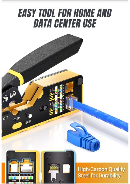 RJ45 Sıkma Aleti Cat7 Cat6 8P8C Modüler Konnektör Ethernet Hepsi Bir Arada Tel Aracı Için Crimper Kesici Konnektörler Geçiş fırsatları