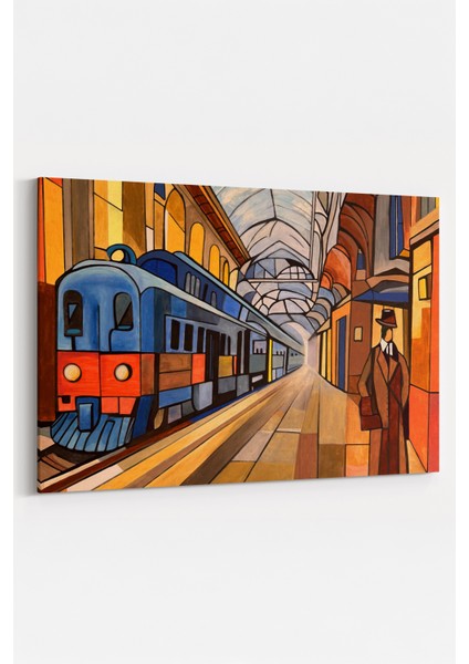 Tren Garı Modern Kanvas Tablo %100 Pamuk Dokulu Tuval Manzaralı Tablo fiyatları