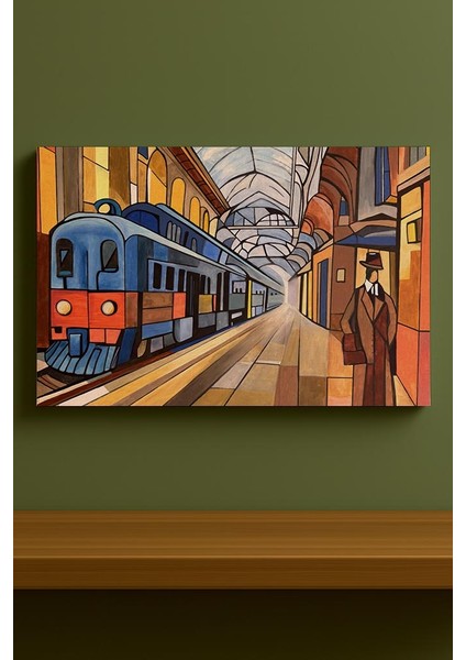 Tren Garı Modern Kanvas Tablo %100 Pamuk Dokulu Tuval Manzaralı Tablo modelleri