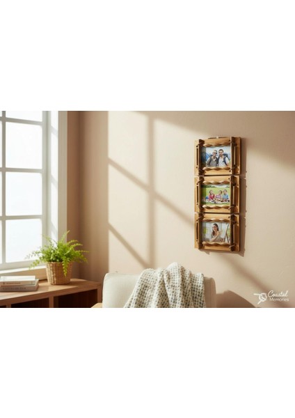 El Yapımı Doğal Ahşap 3’lü Bambu Bamboo Fotoğraf Çerçevesi Dekoratif Ev Ofis Hediyesi Duvar Süsü - 1 indirimleri
