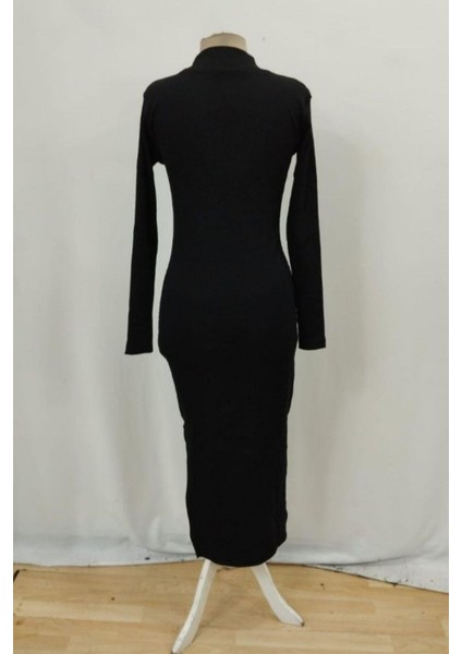 Balıkçı Yaka Midi Kaşkorse Elbise - Siyah fırsatları