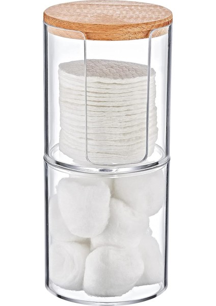 Ahşap Kapaklı Çift Katlı Pamuk Organizer- Estetik ve Fonksiyonel Banyo Düzenleyici fiyatları