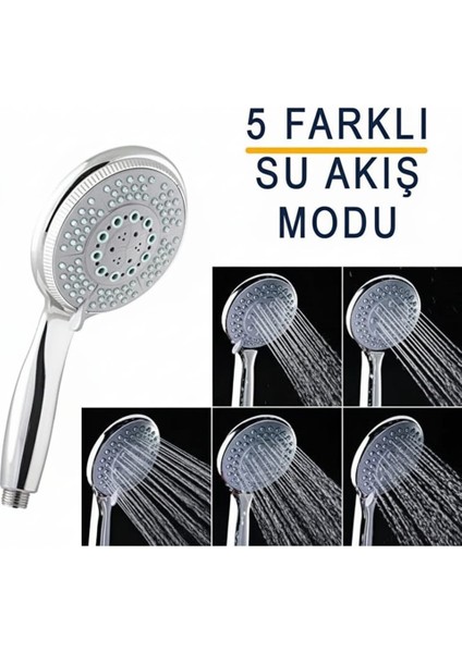 Grande 5 Fonksiyonlu Banyo El Duş Başlığı Su Tasarruflu Masaj Etkili El Duşu Banyo Duş Başlığı Krom Paslanmaz Tepe Duşu fırsatları
