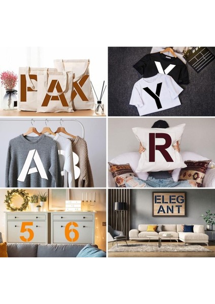 Tekrar Kullanılabilir Büyük Harf ve Sayı Boyama Şablonu 28CM 36 Adet fırsatları