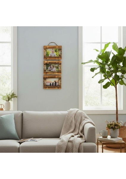 El Yapımı Doğal Ahşap 3’lü Bambu Bamboo Fotoğraf Çerçevesi Dekoratif Ev Ofis Hediyesi Duvar Süsü - 4 fiyatları