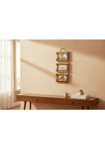 El Yapımı Doğal Ahşap 3’lü Bambu Bamboo Fotoğraf Çerçevesi Dekoratif Ev Ofis Hediyesi Duvar Süsü - 4 indirimleri