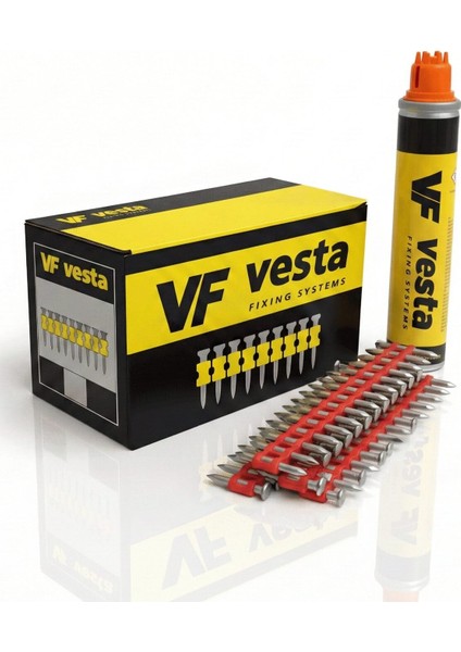 Gsp-X Gazlı Çivi Çakma Çelik Çivisi 17 mm 700'LÜ Paket | Şeritli Profesyonel Çivi Seti | Gaz Dahil