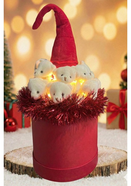 Deluxe 360° Dolu 14 Ayısıyla, Noel Elf Cüce Figürlü Çift LED Işıklı, Özel Konsept Noel Ayıcık Buketi fiyatları