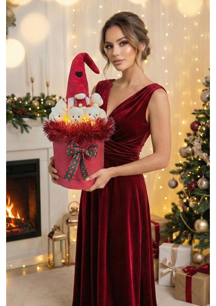 Deluxe 360° Dolu 14 Ayısıyla, Noel Elf Cüce Figürlü Çift LED Işıklı, Özel Konsept Noel Ayıcık Buketi modelleri