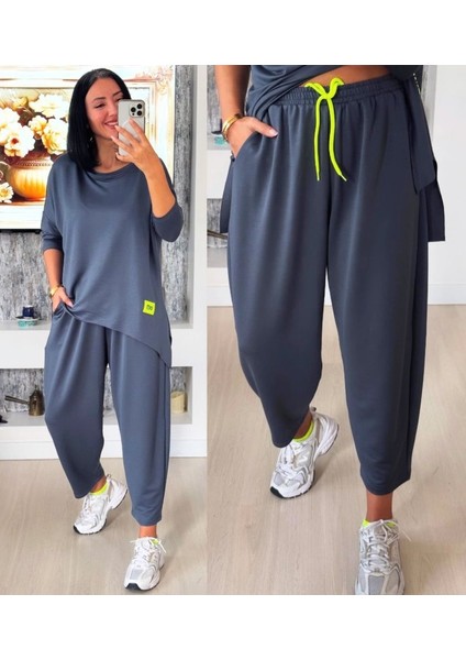 Kadın Iki Iplik Viskon Pamuk Kumaş Arma Detaylı Ikili Takım indirimleri