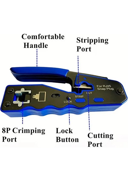 Yeni Nesil Pense Cat7/cat6 8P8C + 100 Adet Delikli Jak + Test Cihazı + 100 Adet Cover + Kablo Soyucu fiyatları