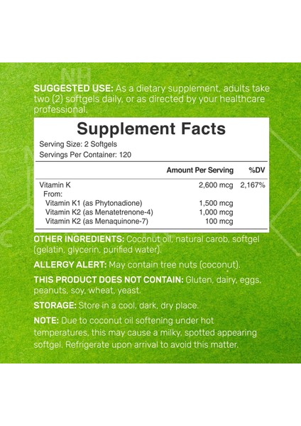 Premium K Complete - High Potency Vitamin K1, K2 Mk-7 & Mk-4 Complex, 240 Coconut Oil Infused Softgels fiyatları