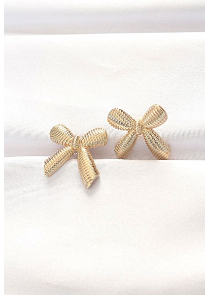 Pirinç Gold Renk Fiyonk Küpe - TJ-BKP8881