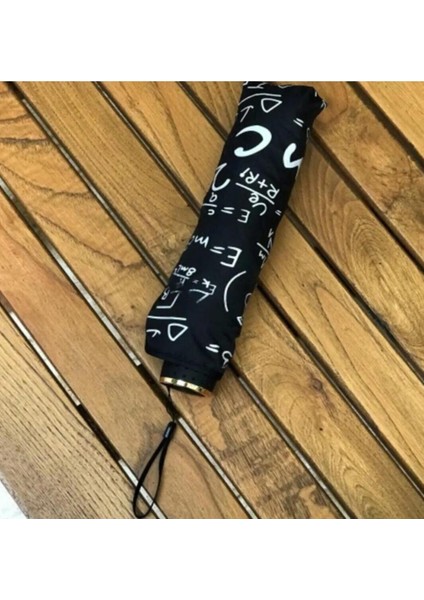 Rüzgar Dayanıklı Unisex Siyah Matematik Desenli Şemsiye fiyatları