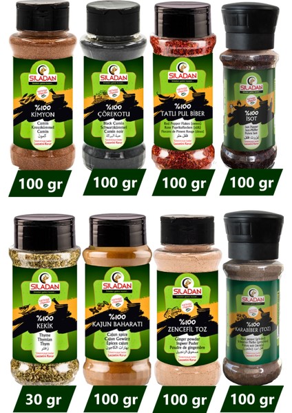 Türk Mutfağı 8 Çeşit Baharat Seti