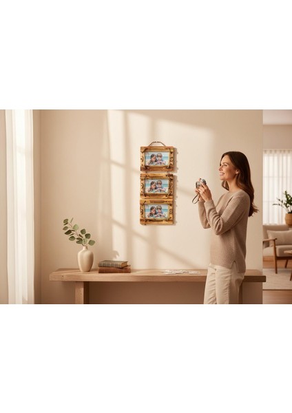 El Yapımı Doğal Ahşap 3’lü Bambu Bamboo Fotoğraf Çerçevesi Dekoratif Ev Ofis Hediyesi Duvar Süsü - 7 fırsatları