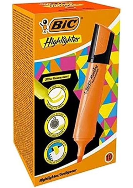 Marking Flat Highlighter Fosforlu Kalem 10'lu Kutu Turuncu fırsatları
