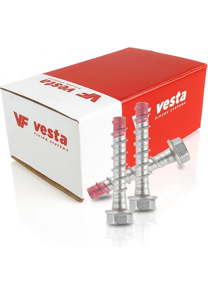 Vcs Beton Vidası 14X130 15'li Paket| Flanşlı Altıgen Başlı Yüksek Tutunma Beton Vida