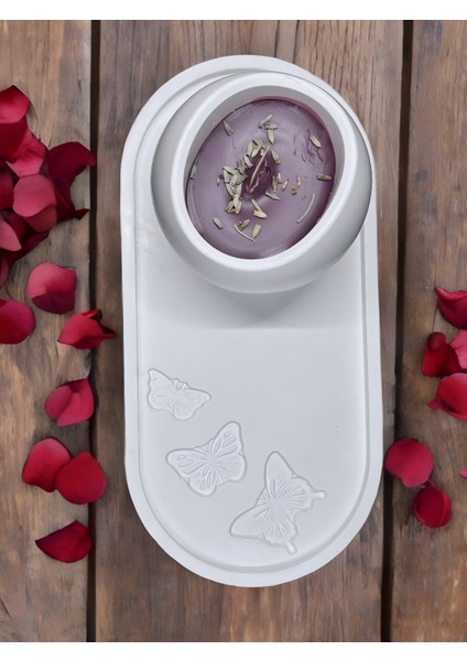 Dekoratif Sunumluk %100 Doğal Soya Mum Seti Özel Tasarım Kaplar ve Kabartmalı Sunumluk | Ev Dekorasyonu, Hediyelik ve Aromaterapi Için Zarif Seçenek