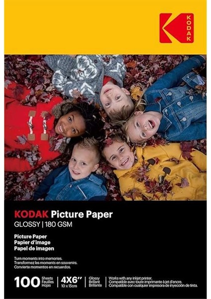9891161 Fotoğraf Kağıdı, 180 G/m², Parlak, A6 (10 x 15 Cm), Mürekkep Püskürtmeli Yazıcı