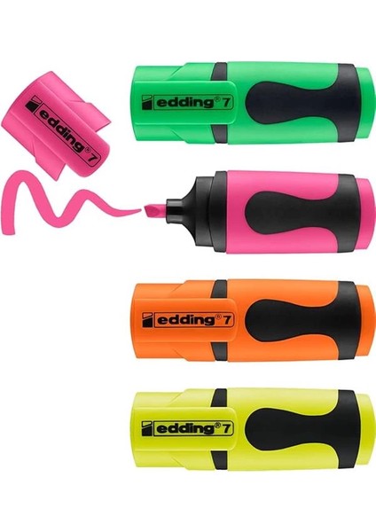 7 Mini Fosforlu Kalem 4'lü Set Karışık