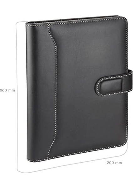 4530 Ajanda Tarihsiz Çizgili 17 x 24 cm Ajanda/defter Hesap Makineli Suni Deri Organizer, Siyah