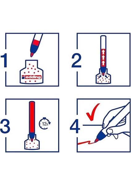 21 Ecoline Permanent Markör, 4'lü Set, Karışık Renkler, Yuvarlak Uç, Yeniden Doldurulabilir