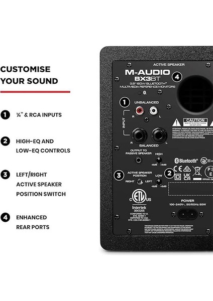 M-Audio Bx3 Bt, 3.5" 120W Bluetooth Stüdyo Hoparlörleri