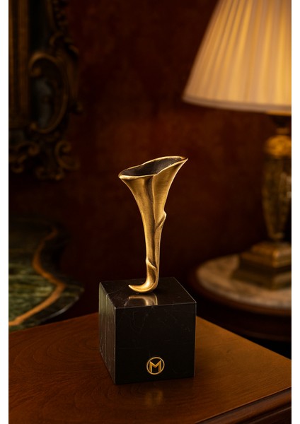 El Yapımı Mermer Taşlı Bronz Desenli Obje