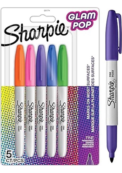 Glam Pop Kalıcı Markörler, Kalın Ayrıntılar Için Ince Nokta, Çeşitli Canlı Renkler | 5