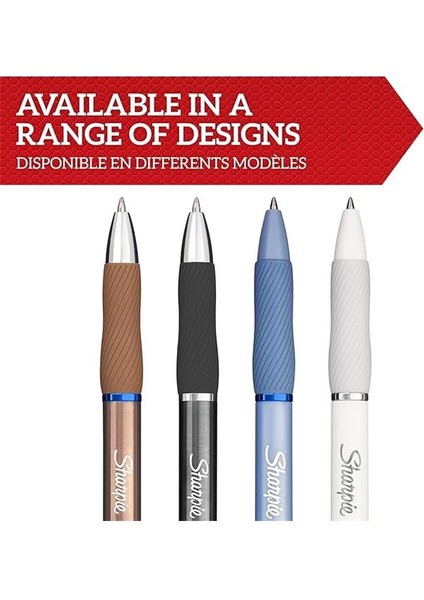 S-Gel Metal Jel Kalem, 0,7 mm Uç, Metal Gri & Bronz 2'li Paket, Siyah Mürekkep