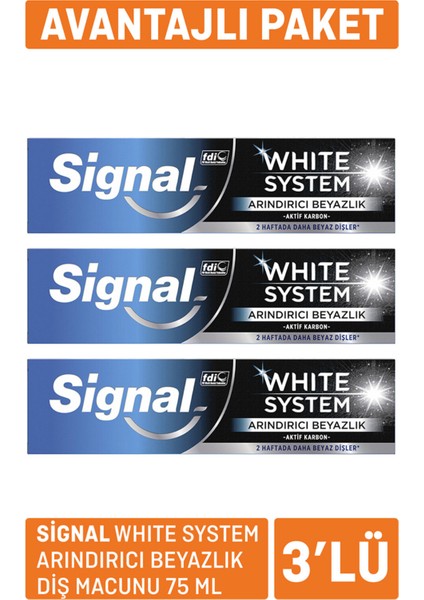 White System Arındırıcı Beyazlık Diş Macunu 75ML x 3