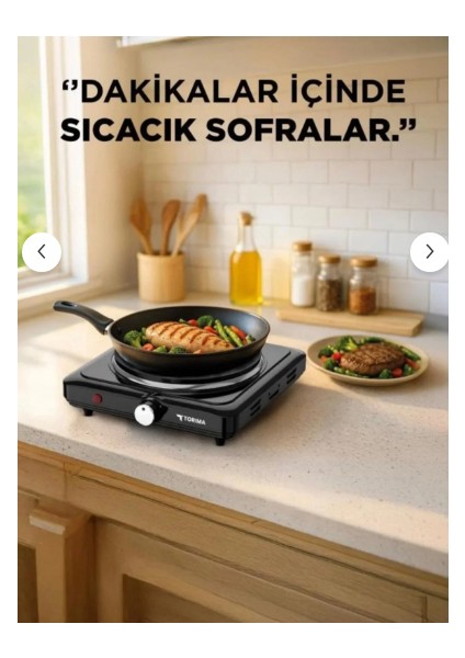 Termostatlı Ayarlanabilir Elektrikli Pleyt Tekli Ocak 1500 Watt