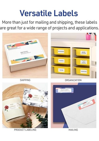 Emin Beslemeli Kolay Soyulabilir Yazdırılabilir Adres Etiketleri, 1" x 2-5/8", Beyaz, 3.000