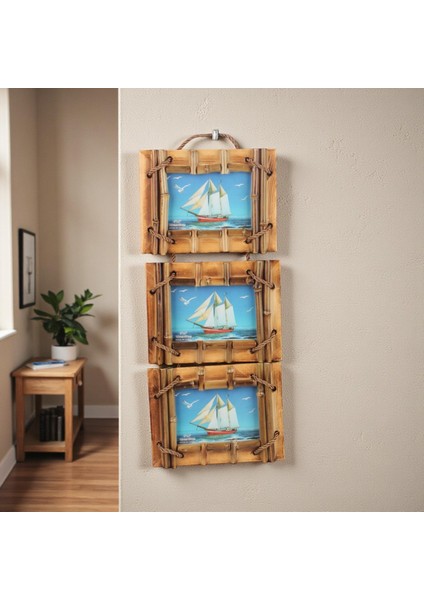 El Yapımı Doğal Ahşap 3’lü Bambu Bamboo Fotoğraf Çerçevesi Dekoratif Ev Ofis Hediyesi Duvar Süsü - 9 fırsatları