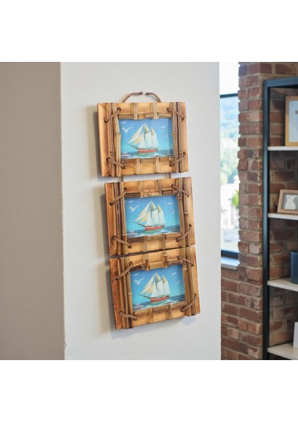El Yapımı Doğal Ahşap 3’lü Bambu Bamboo Fotoğraf Çerçevesi Dekoratif Ev Ofis Hediyesi Duvar Süsü - 9 indirimleri