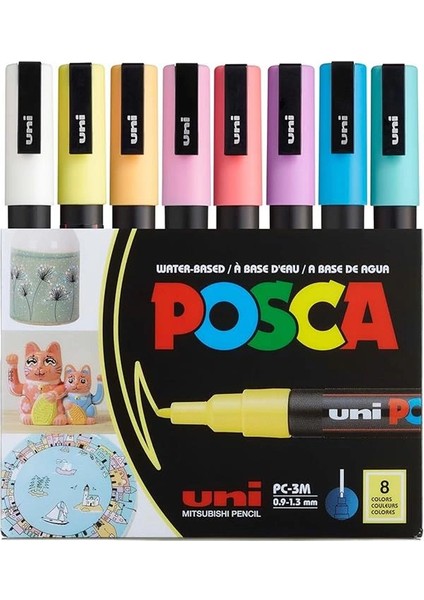 Uni Poster Markörü Set Pc-3m/8c Sc Soft Renk 8 Li