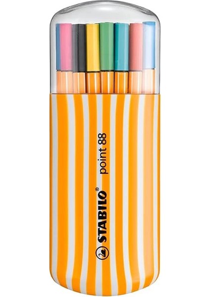 Point 88 - Ince Keçe Uçlu Kalem - Zebrui Çanta - 20 Adet - Çeşitli Renkler