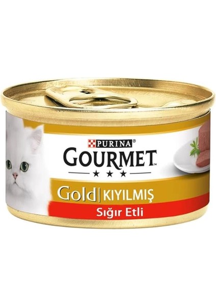 Gold Kıyılmış Sığır Etli Yaş Kedi Maması (24 x 85 Gr)