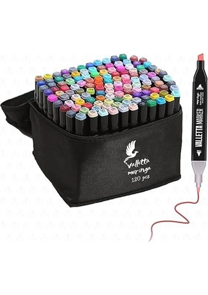 Moringa 120'LI Çift Taraflı Art Marker Keçeli Kalem Seti Çantalı