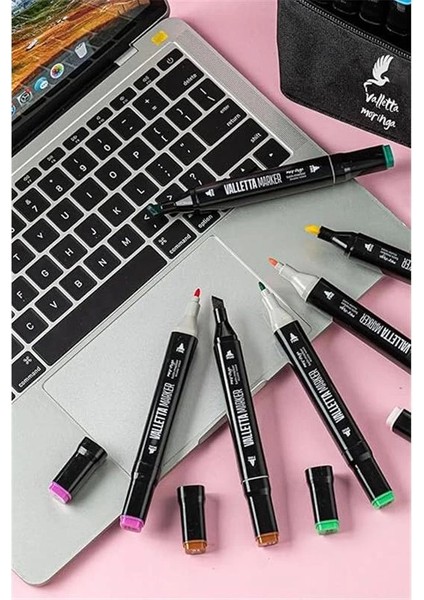 Moringa 120'LI Çift Taraflı Art Marker Keçeli Kalem Seti Çantalı modelleri