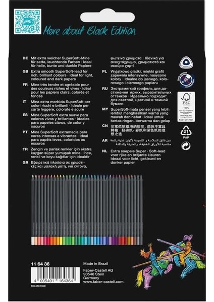 Faber-Castell 116436 - Renkli Kalemler Blackwood, Black Edition, 36'lı Kutu fiyatları
