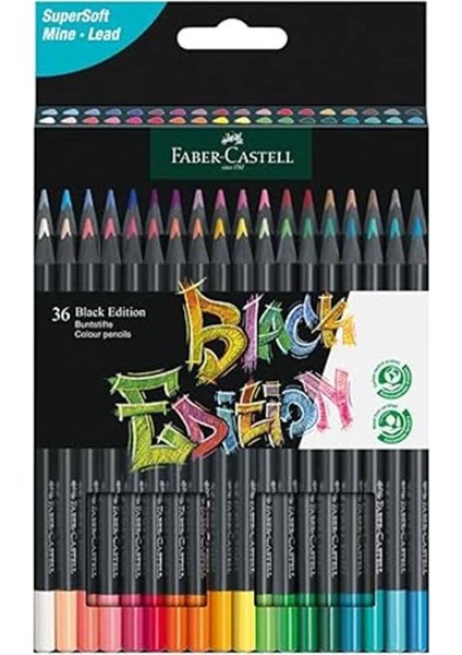 Faber-Castell 116436 - Renkli Kalemler Blackwood, Black Edition, 36'lı Kutu